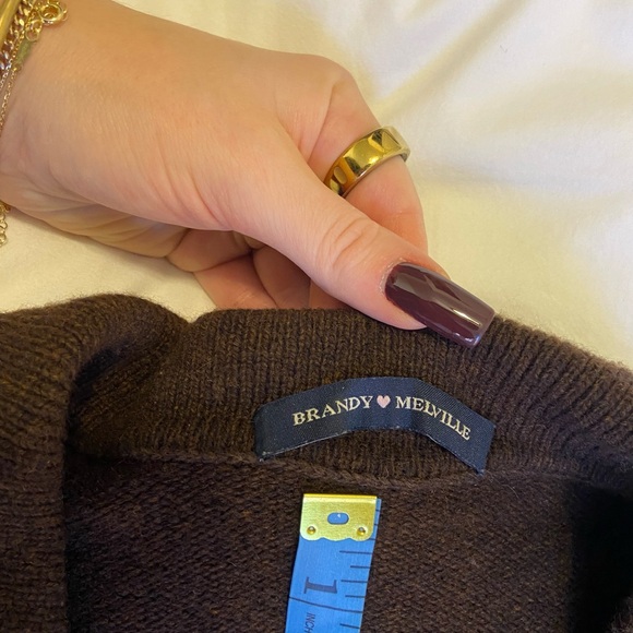 Brandy Melville wool/knit espresso brown button-up collared sweater - Picture 2 of 6
